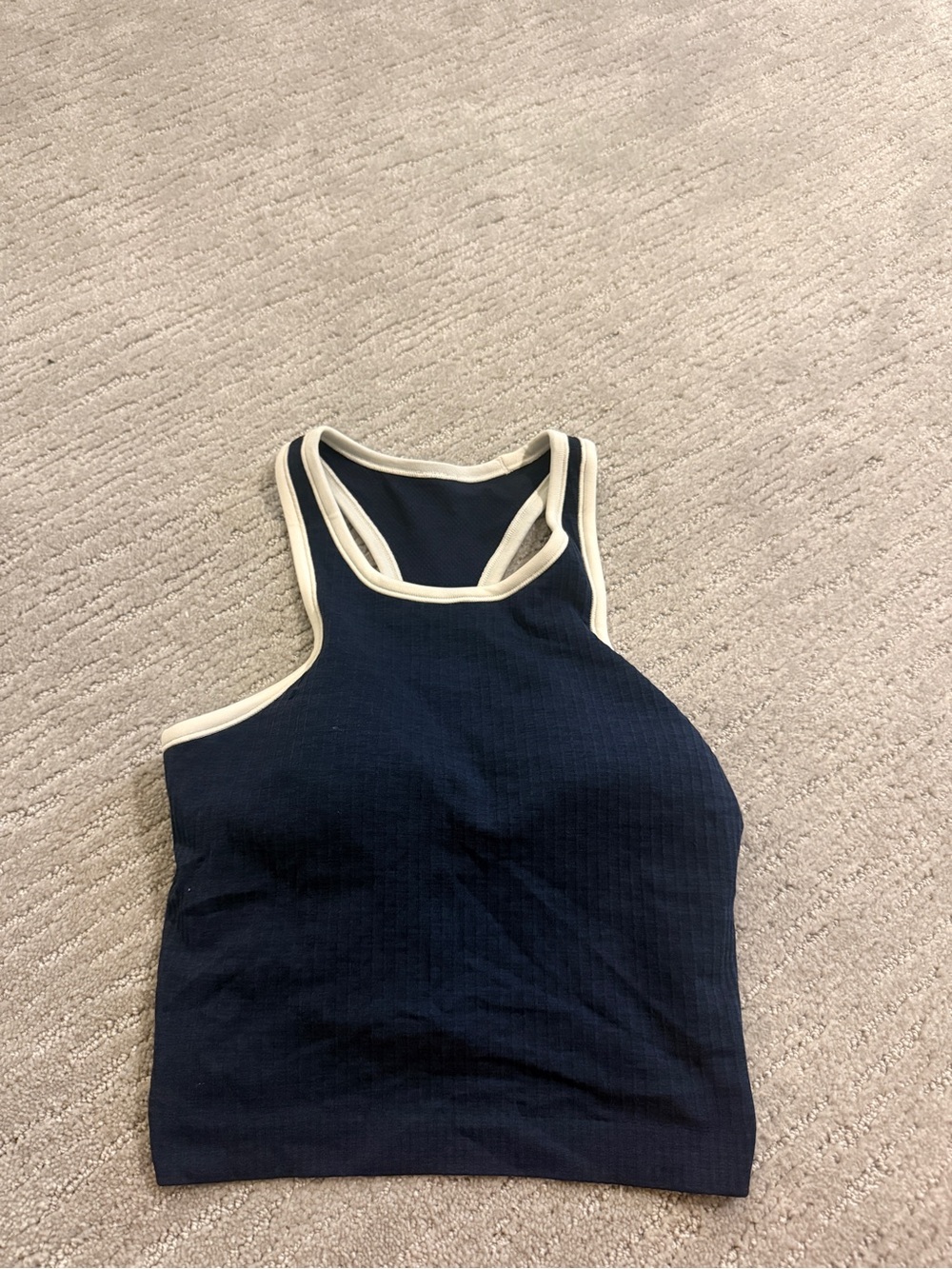 lululemon athletica Navy Ribbed Tank with Cream Trim